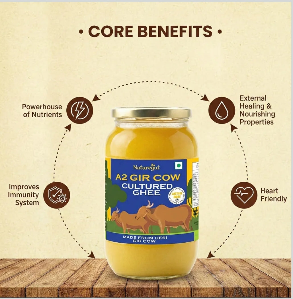 5 Liters Naturegut A2 Gir Cow Cultured Ghee