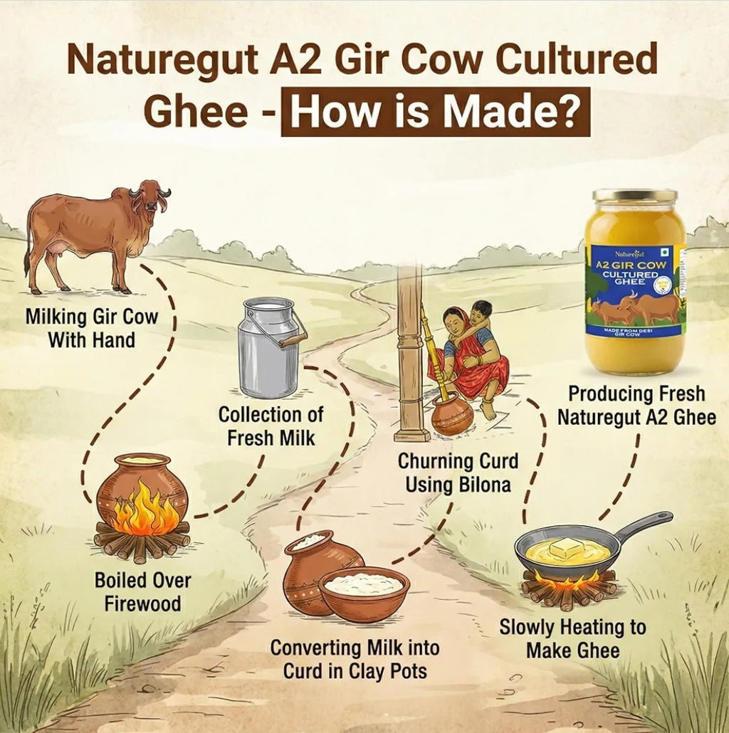 500 ml Naturegut A2 Gir Cow Cultured Ghee