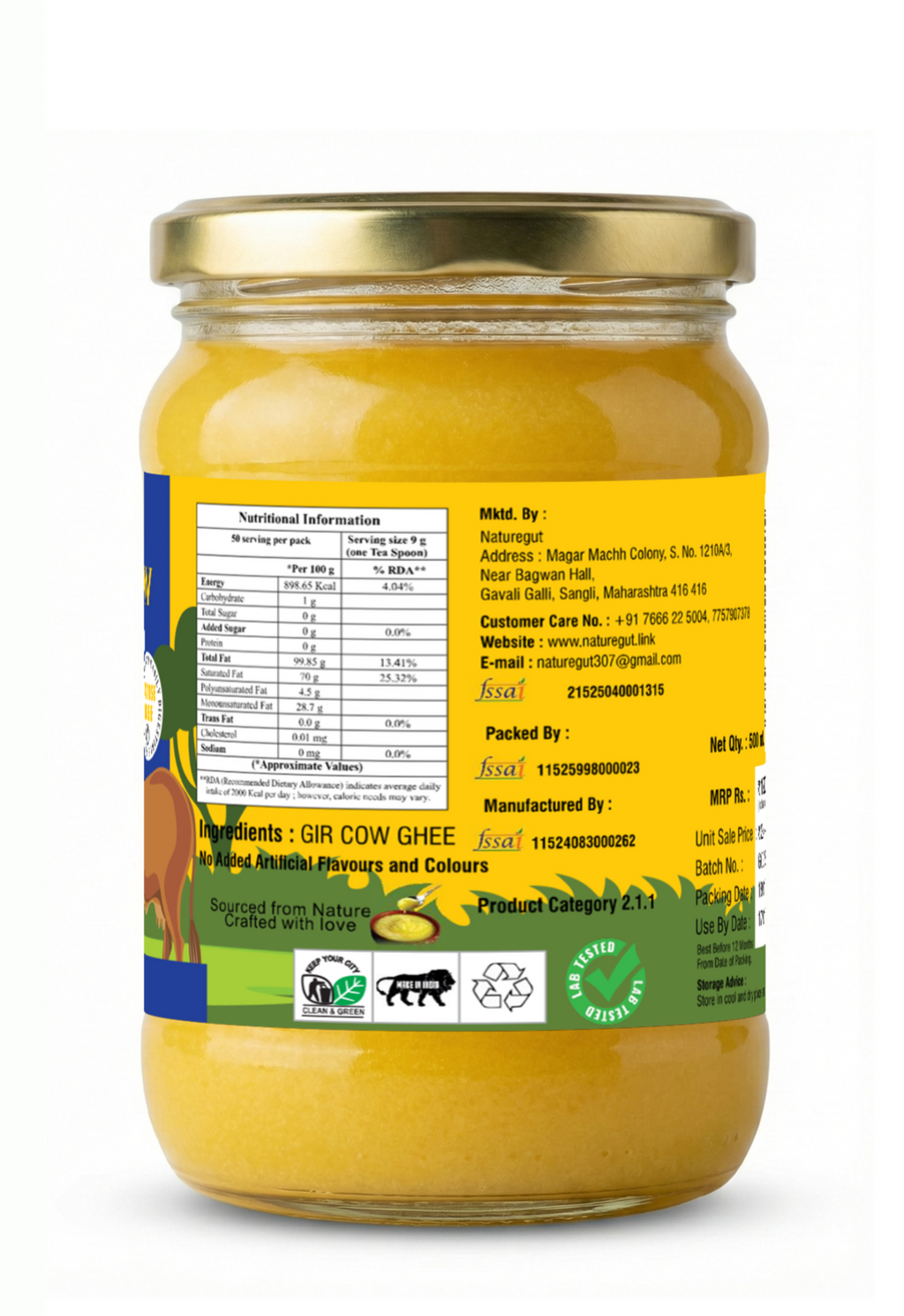 100 ml Naturegut A2 Gir Cow Cultured Ghee