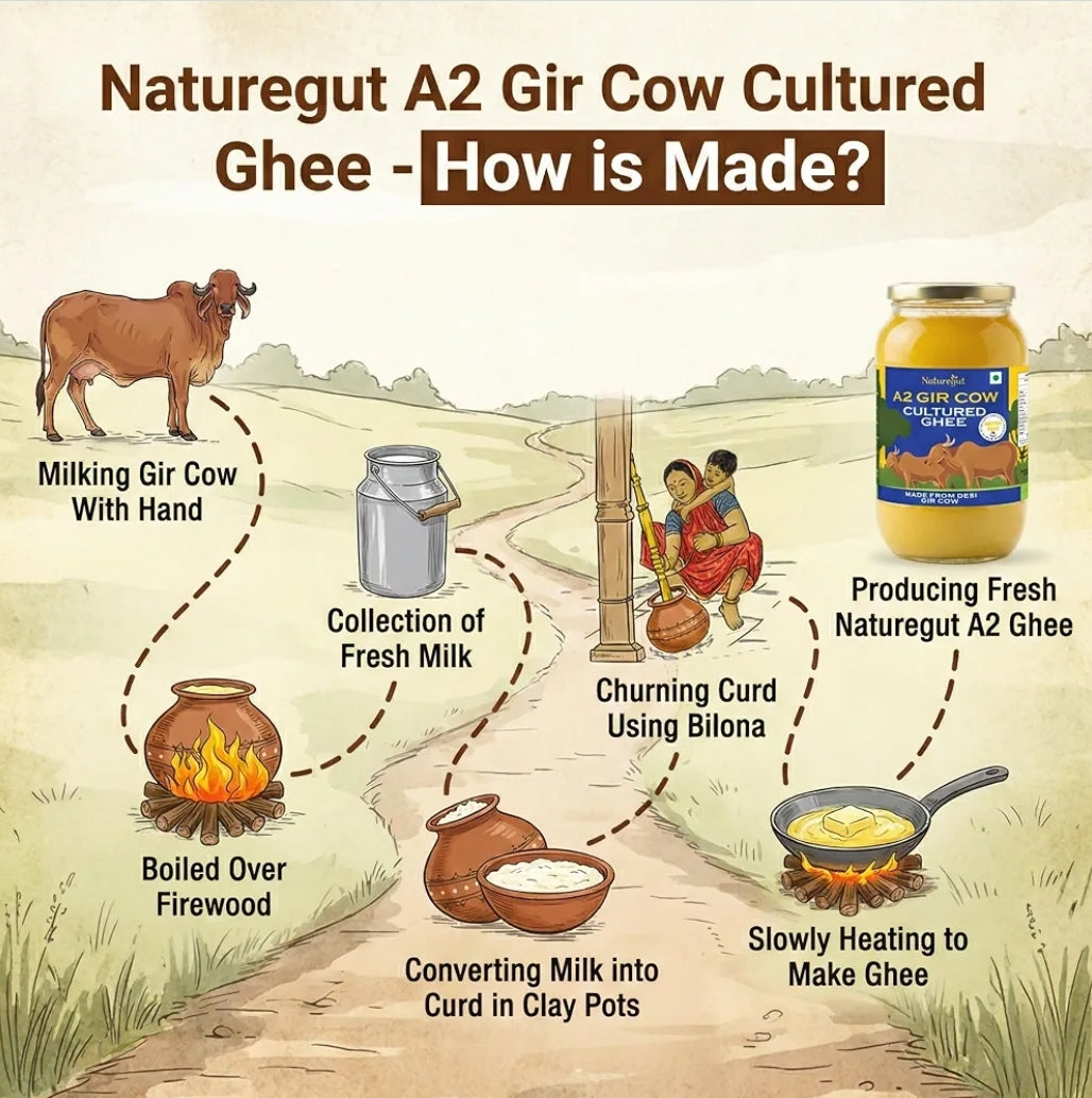 1 Ltr Naturegut A2 Gir Cow Cultured Ghee